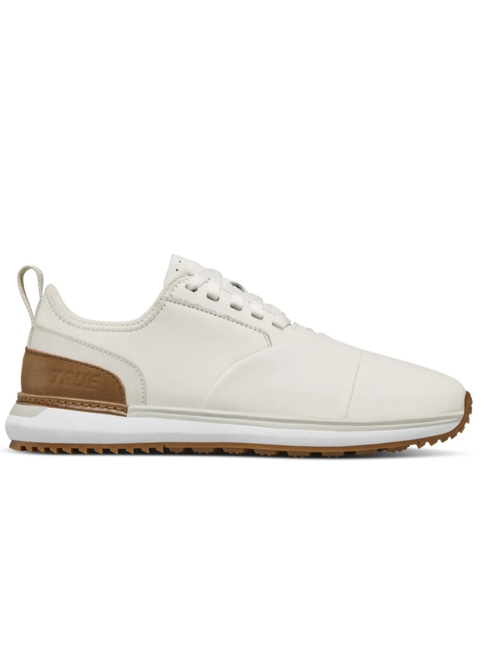 True Linkswear Golf Lux Pro Spikeless Shoes in White and Tan
